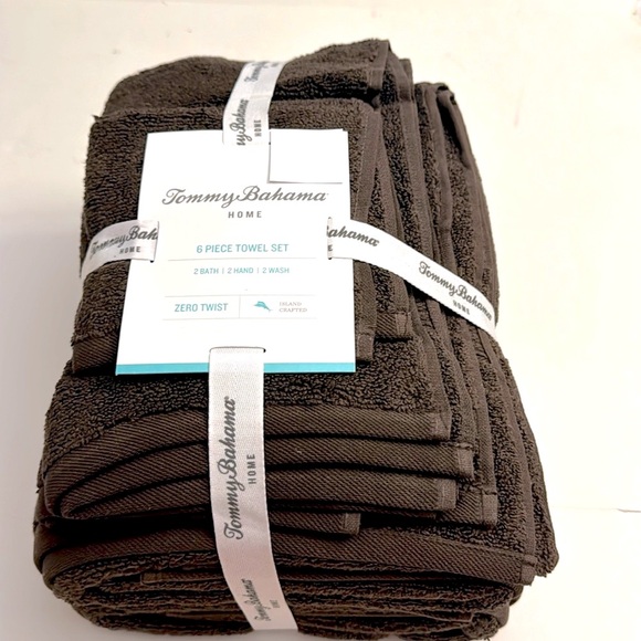 6pc TOMMY BAHAMA HOME Bath Towel Set - Boardwalk ESP Towel - Espresso - Picture 1 of 7